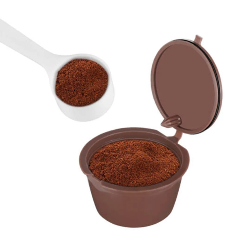 1 Набор капсул 5,5*3 см+ ложки 10*3 см для машины для многоразового использования для приготовления кофе, чая, горячего шоколада высокого качества
