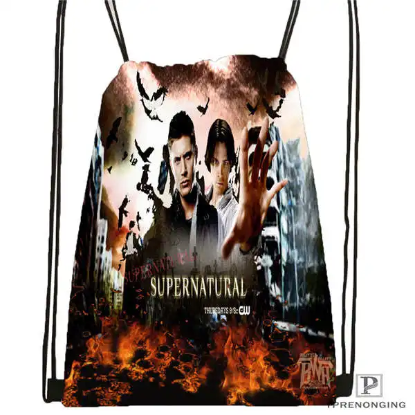 Drawstring Backpack Индивидуальная сверхъестественная походная сумка на шнурке, милый рюкзак для детей(черная спинка) 31x40 см#20180611-02-90 - Цвет: Drawstring Backpack