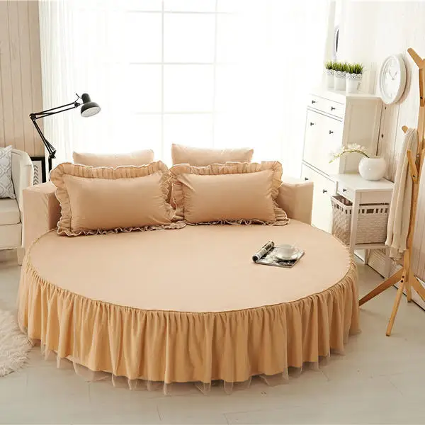 High Quality Solid Color Bed Sheet Cotton Fitted Sheet Round Bed Skirt Soft Sheet 200 / 220 Cm Queen Size - Цвет: F