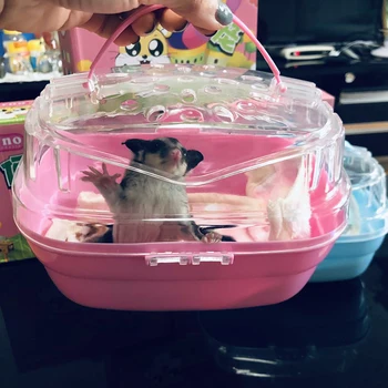 

Small Pet Take-out Cage Hamster Summer Take-out House Plastic Breathable Hamster Cage Pink Nest