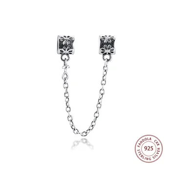 

Fits Original Charms Bracelet 925 Sterling Silver Daisy Safety Chain Beads for Jewelry Making Wholesale