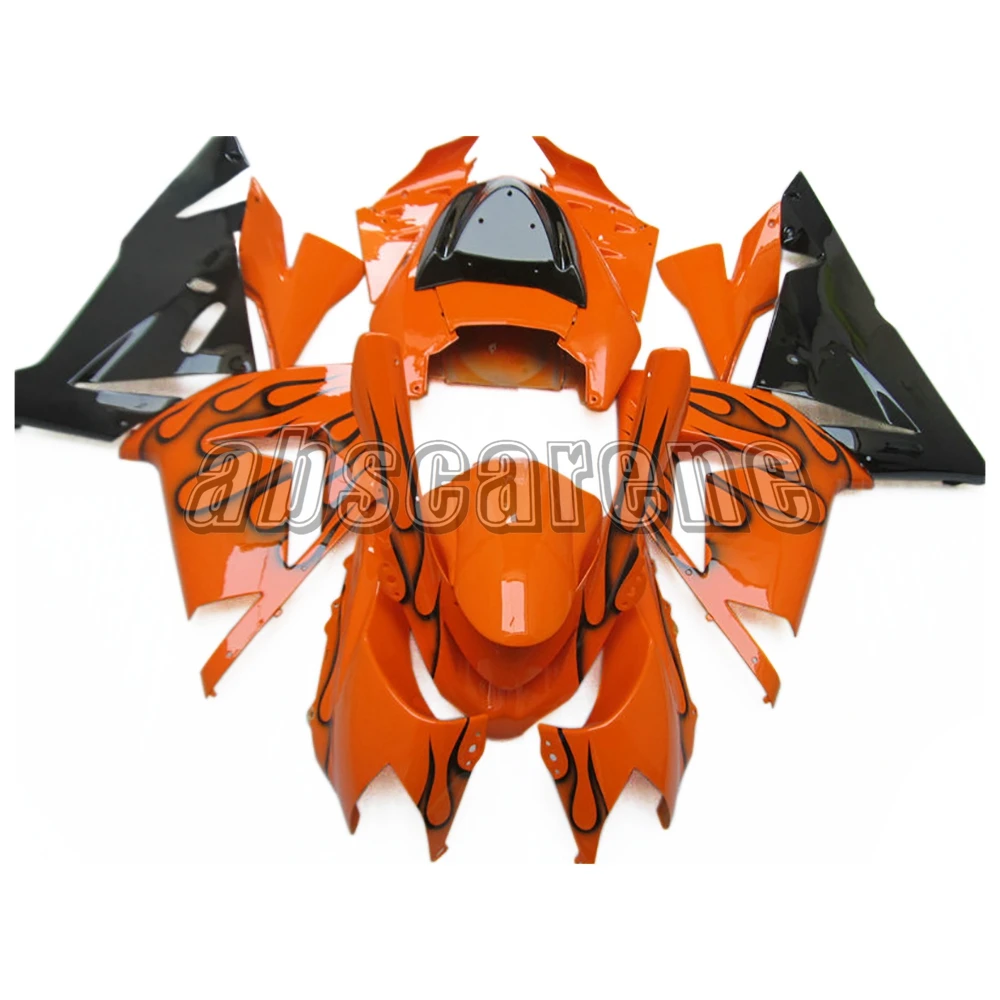 Полный набор обтекателей для Kawasaki ZX10R 2004 2005 ZX-10R 04 05 ABS пластик впрыска кузова мотоцикла оранжевый с черным пламенем