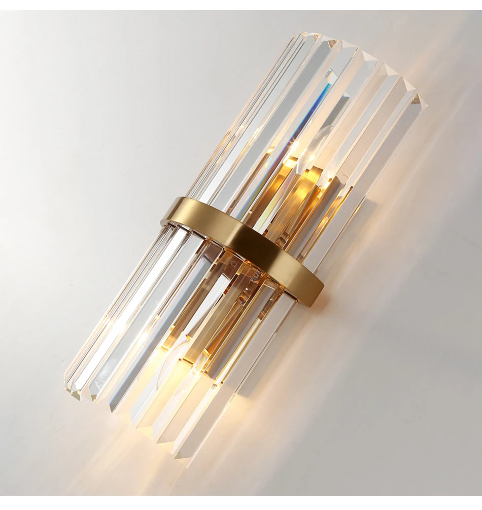 Роскошный лаконичный стиль цилиндр золотой кристалл настенный светильник настенное освещение для спальни гостиной прикроватная ТВ-стена