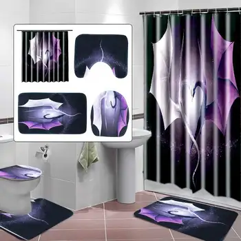 

Customized 180X180cm Dragon Shower Curtain Bath Pad Waterproof Polyester Pedestal Rug Lid Toilet Mat Cover Art Fashion