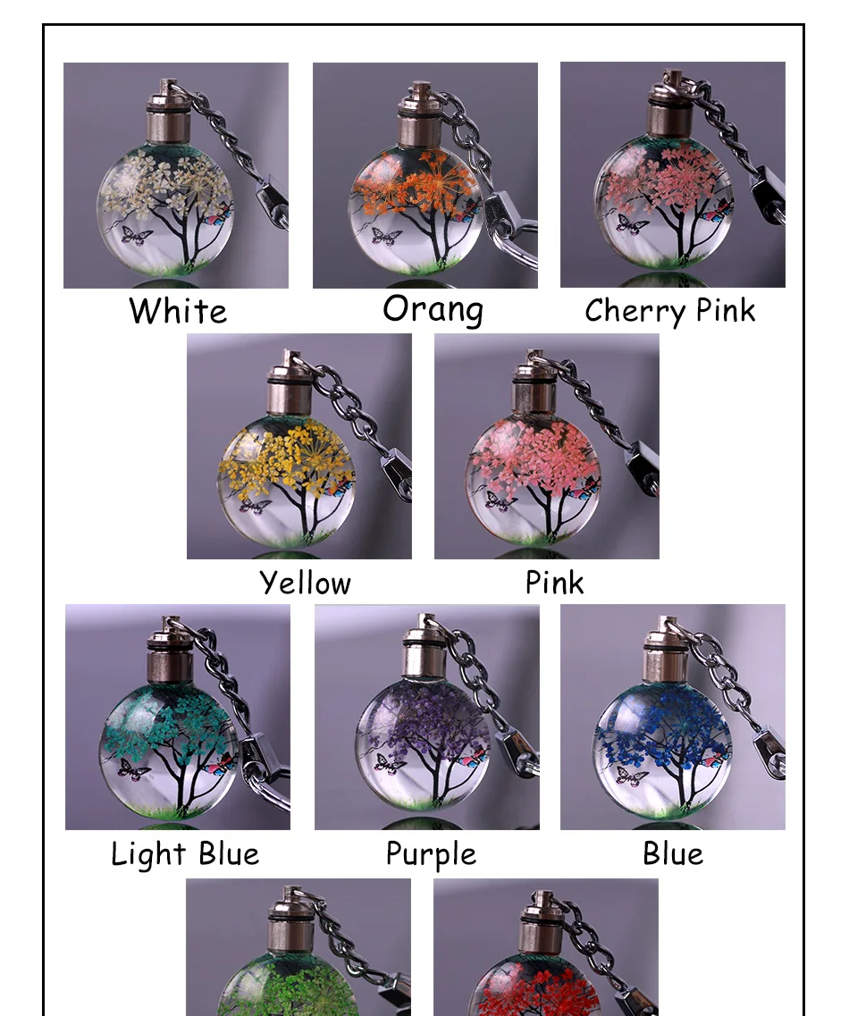 Luyun маленький свежий твиг высушенный брелок "Цветок" Круглый Кристальный брелок для ключей