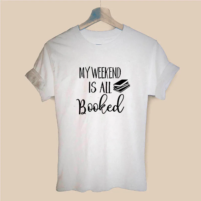 Футболка с надписью «My Weekend Is All Booked Heartbeat», забавная футболка, женская одежда, повседневные топы с короткими рукавами, футболки, Прямая поставка