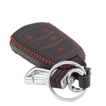 

luckeasy for Cadillac 2015 2017 Genuine Leather Car Key bag/case wallet holder remote key cover key2a