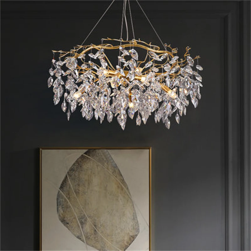 

Modern Luxury Gold Crystal Chandelier Lighting Led Chandeliers Light Fixture for Living Room Hotel Hall Art Decor Hanging Lamp