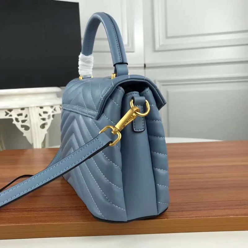 Blue Роскошный бренд двойной женский мешок кожа ягненка сумка высшего качества дизайн классические сумки через плечо плечевые цепи для женщин - Цвет: Blue