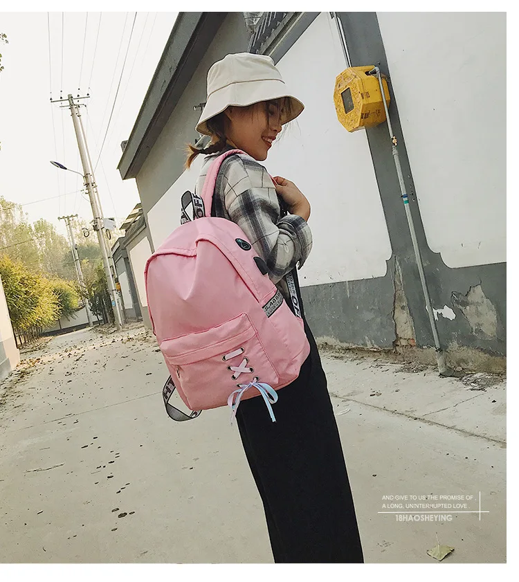 Cross Border for Oxford Cloth Backpack Women's Fashion Korean-style Casual WOMEN'S Bag Middle School Students School Bag Ribbon