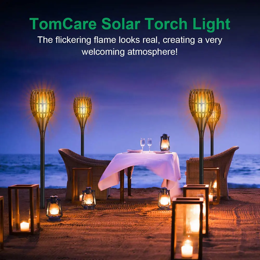 Flickering Flame Solar Torches Light Outdoor Waterproof Solar Power Pathway Light Landscape Decor for Garden Patio Yard