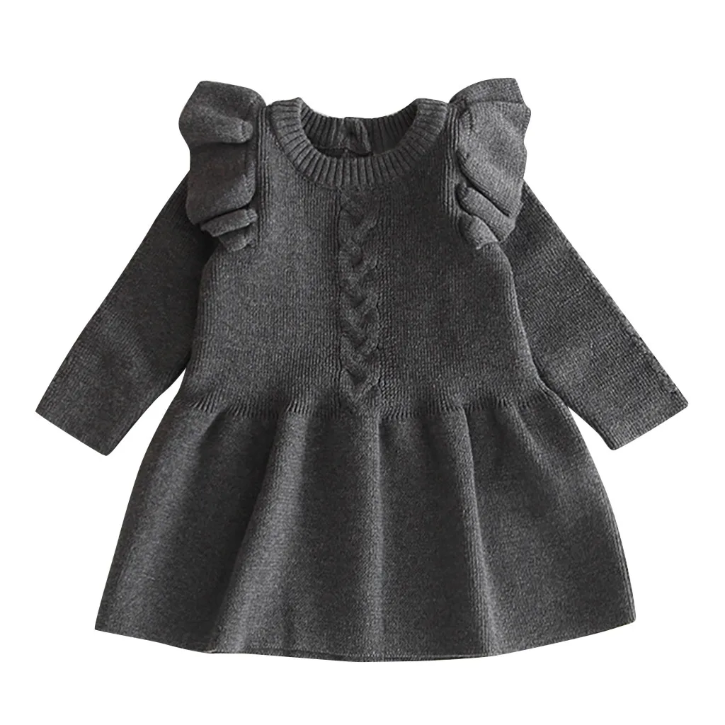 C Платье для маленьких девочек; платья для маленьких девочек; vestido infantil vestidos infantil; одежда; повседневная однотонная От 6 месяцев до 4 лет с длинными рукавами и круглым вырезом; Z4 - Цвет: C