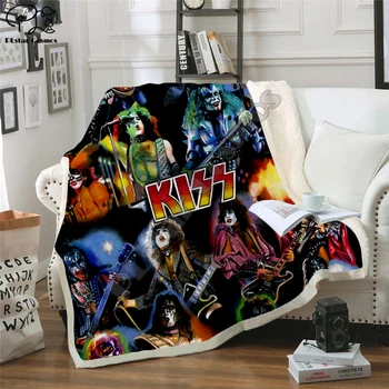 

New KISS Rock & Roll All Nite Party Blanket 3D Print Sherpa Blanket on the Bed Home Textiles Dreamlike Style
