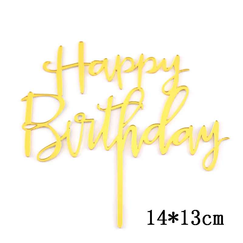 Cakelove 1 шт. Золотой Серебряный Акриловый ручной пишущий Топпер для торта «С Днем Рождения» десертное украшение для дня рождения милые подарки - Цвет: gold 4