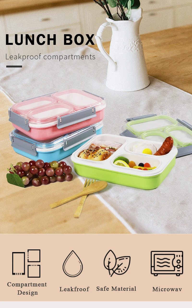 Leakproof Lunch Box Separate Compartments Children School Bento Box Food Container Microwave Dinnerware Lunch Box for Kids