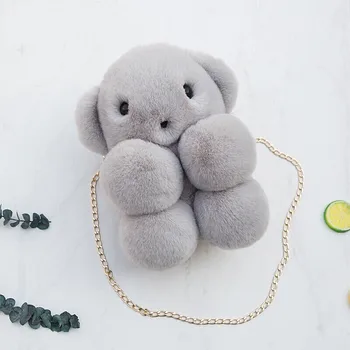 

2020 Kawaii Fashion Teddy Bear Bag Cute Plush Fluffy Fur Soft Doll Stuffed Animal Toys Girls Children Baby Gifts Bolsas Feminina