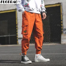FUODRAO джоггеры брюки мужские эластичные талии брюки карго мужские хип-хоп шаровары мужские уличные корейский стиль повседневные брюки K264