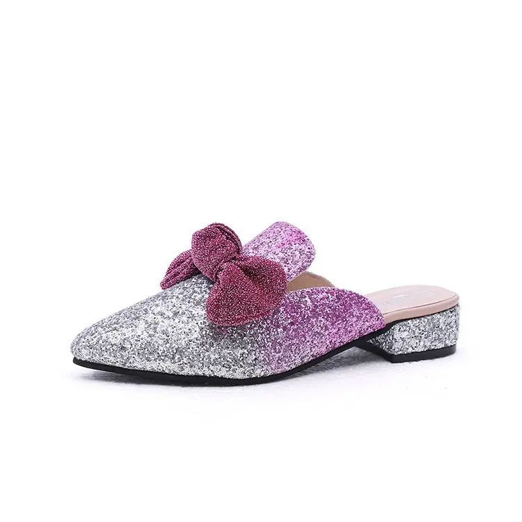 

2018 Summer New Style Solid Color WOMEN'S Sandals Sequin Bow Women's Slippers Large Size WOMEN'S Slippers