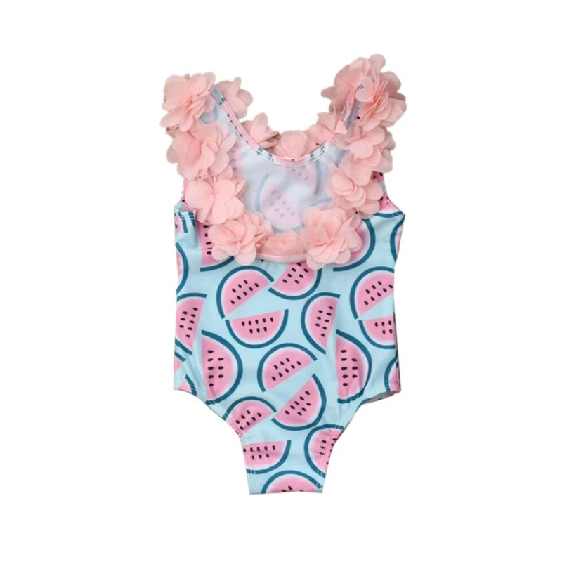 Цельный купальный костюм для маленьких девочек с принтом арбуза, купальник на лямках костюм с солнышком, летняя пляжная одежда