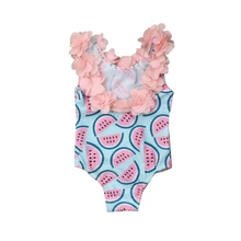 Цельный купальный костюм для маленьких девочек с принтом арбуза, купальник на лямках костюм с солнышком, летняя пляжная одежда