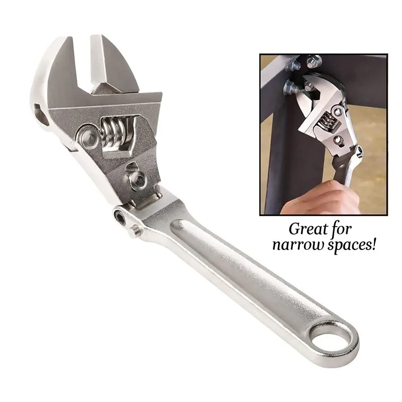 

8/10 Inch Adjustable Ratchet Wrench 180 Adjustable Shaking Wrench Folding Handle Dual-Purpose Pipe Wrench Key Hand Tool