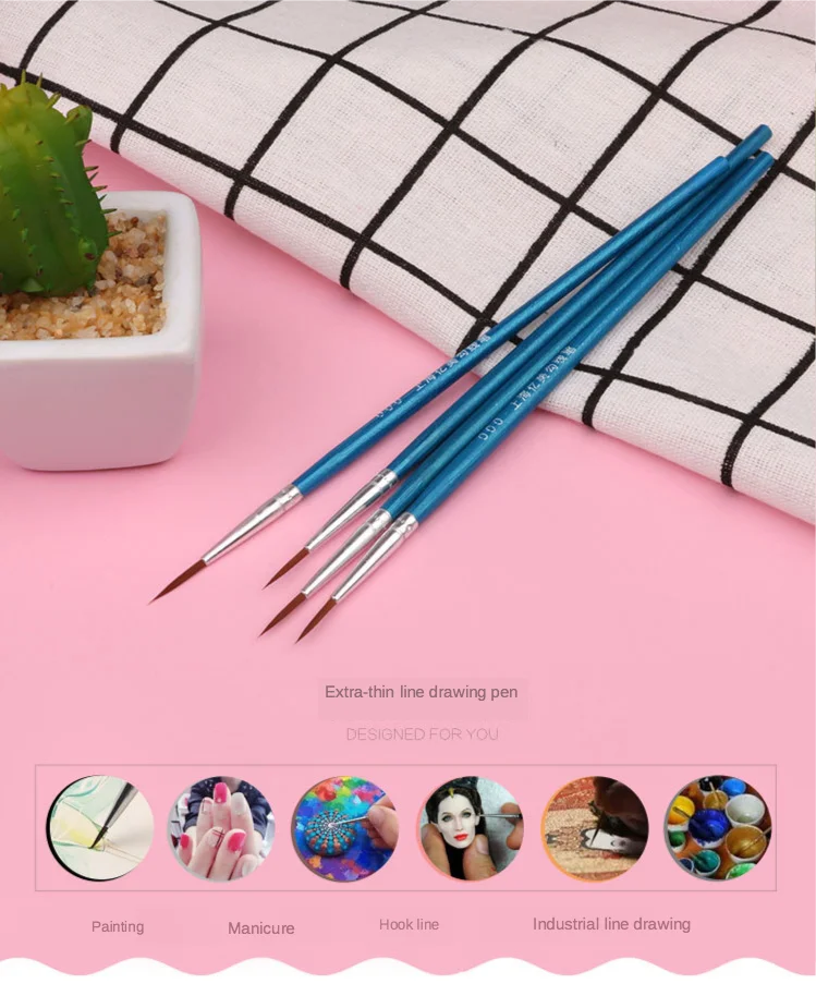 Linha de Gancho Escova de Náilon Fino Mão-pintado Caneta Multicolorido Baton Desenho Arte Pintura Pincel Suprimentos Especial 100 Pçs - Set 3 100 pçs set fino mão-pintado linha de