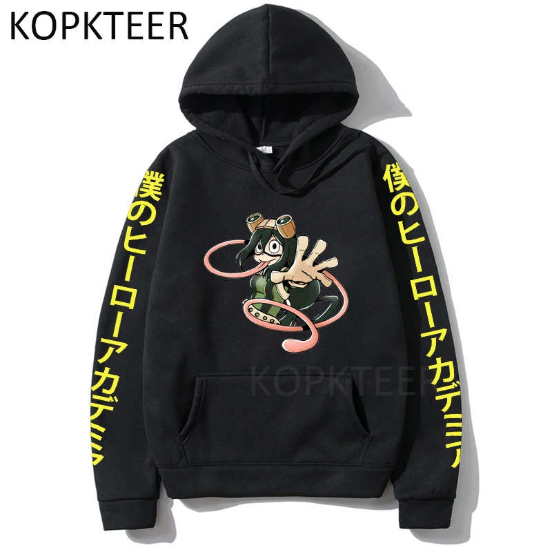 Anime Academia My Hero sudaderas con capucha Asui Tsuyu Izuku Midoriya estilo japonés Harajuku divertida impresión sudaderas de manga larga Casual Tops
