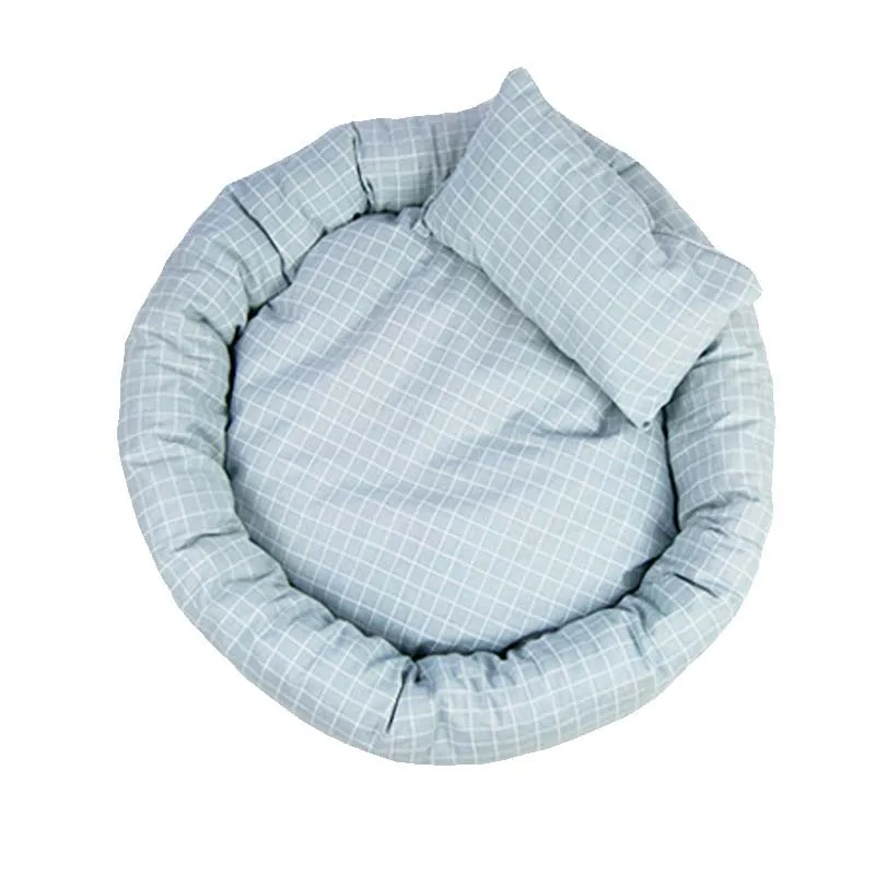 light blue Мягкая теплая кровать для кошки матрас с подушкой Питомник Для Собак Коврики мелкие принадлежности для домашних животных диван для маленьких и крупных собак кошка яйцо брезент кровать - Цвет: light blue