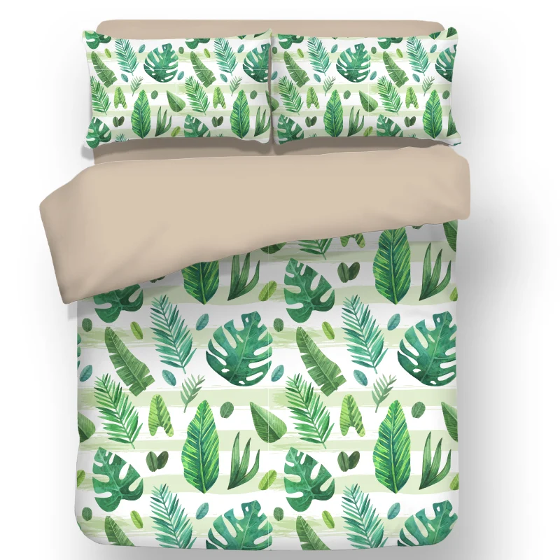 Tropical rainforest plant bedding set Duvet Covers Pillowcases Queen King comforter bedding sets bedclothes bed linen(NO Sheet - Цвет: 22