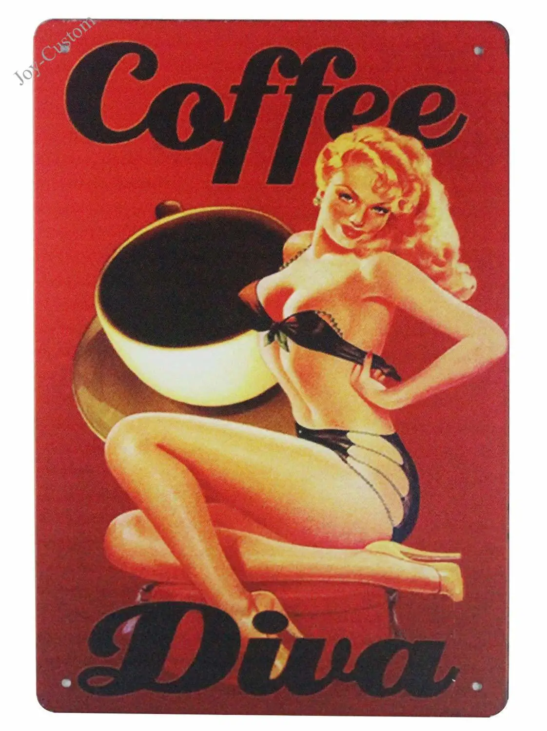 Кофе Соблазнительная девушка человек знак группы Ретро винтажный Декор