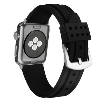 

Classic Black Waterproof Apple Watch Strap Durable Silicon Replacement Watches Strap 38/42MM Practical Watch Band for Watch
