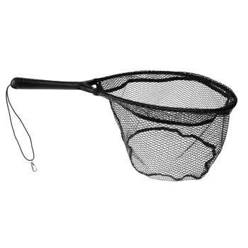 

Fly Fishing Landing Net Carp Trout Soft Landing Net with Safety Line Black