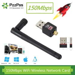 PzzPss – carte réseau sans fil Wi fi USB 2.0, 150M, 802.11 b/g/n LAN, adaptateur avec antenne rotative pour ordinateur portable, Mini Dongle Wi fi 