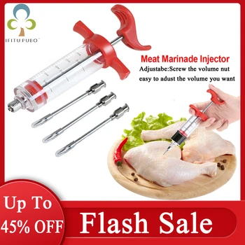 

Hot Selling BBQ Meat Syringe Marinade Injector Turkey Chicken Flavor Syringe Kitchen Cooking Syinge Accessories ZXH