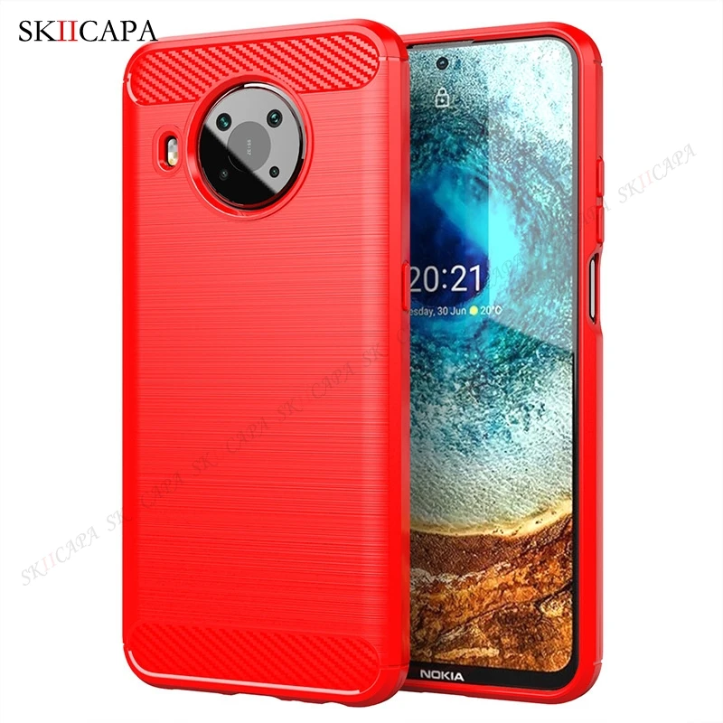 Brushed Carbon Fiber Silicone Shockproof Case For Nokia X10 X20 G10 G20 5.4 3.4 2.4 1.3 8.3 5G Magnetic Stand Protective Cover mobile pouch bag Cases & Covers