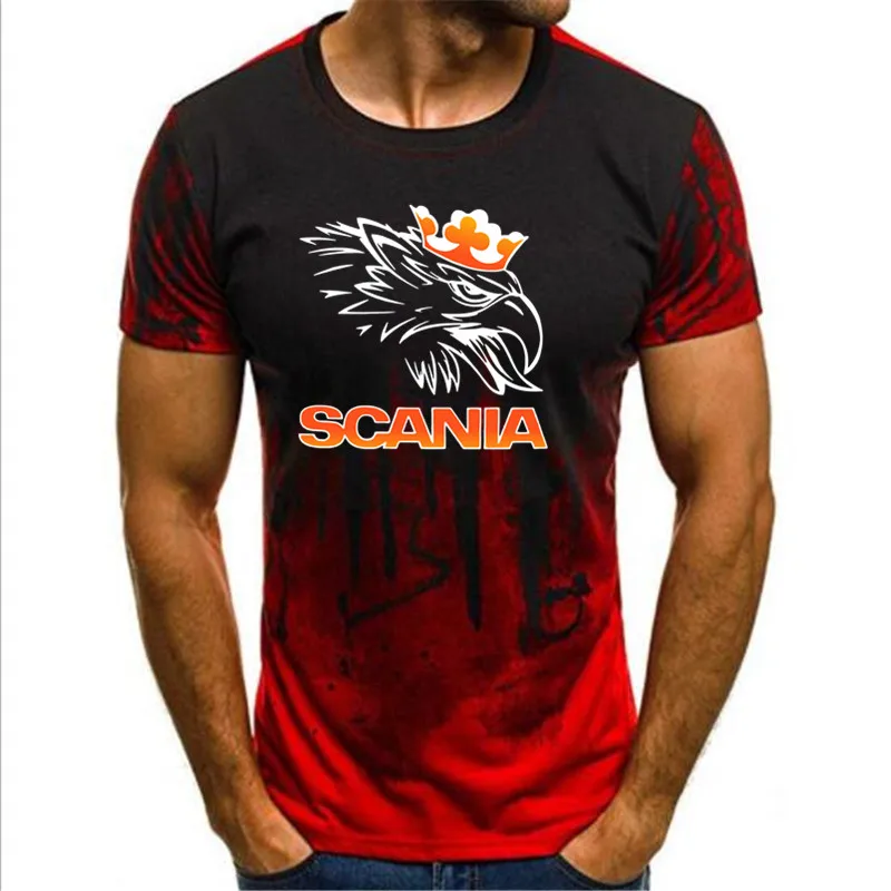 

free shipping High Quality Crazy Top Tee Casual Men O-Neck Casual T-Shirts Scania Logo Men Round Neck Tops Size S 3XL