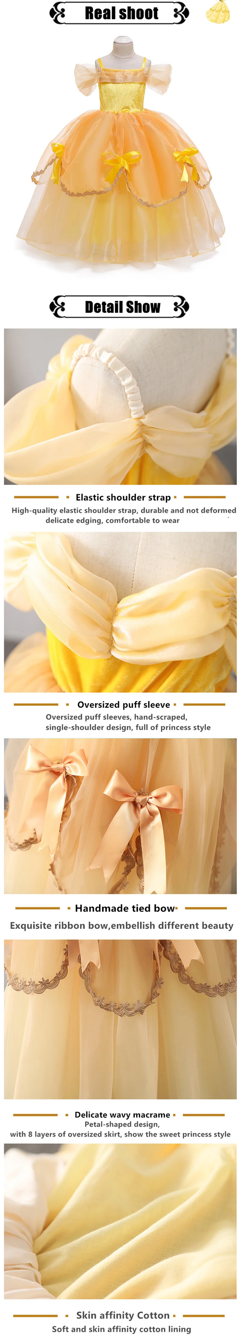 Fancy Girl Princess Dresses Beauty Belle Cosplay Costume Christmas Halloween Princess Dress up Children Evening Party Clothes cute baby dresses online