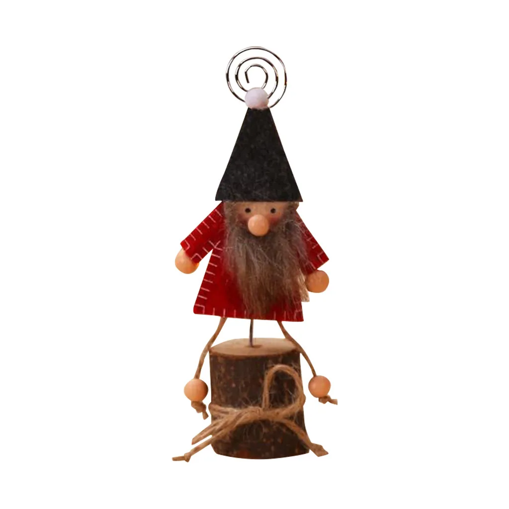 B NEW Christmas Decorations Business Card Holder Creative Wood Forest Man's Note Clip#jink - Цвет: B