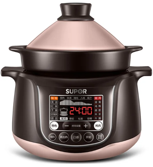220V 4L Electric Stewing Pot Automatic Ceramic Multi Cooker Intelligent Electric Stewing Cooking Pot