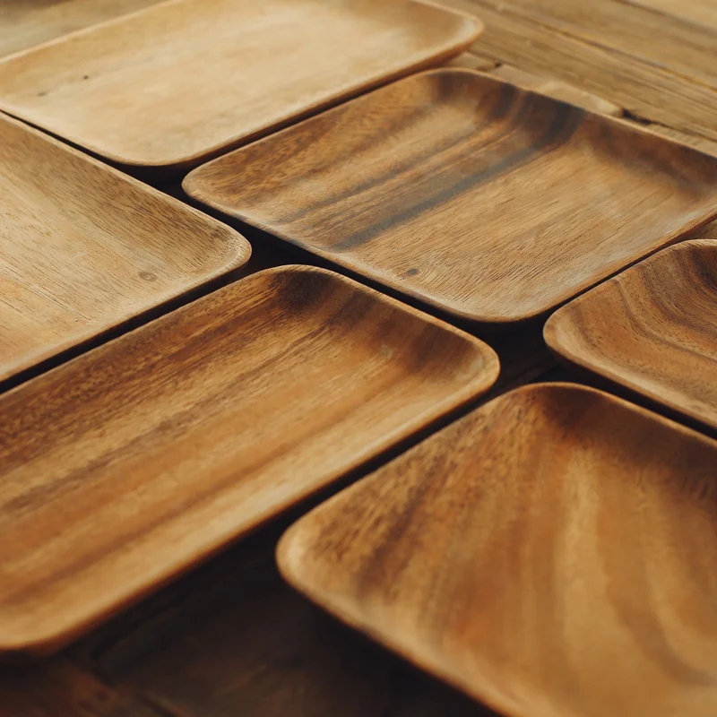 Тарелка из дерева акации деревянная тарелка для суши торта десерта