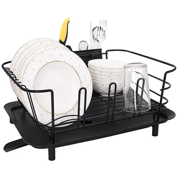 

Dish Drying Rack,Dish Rack with Utensil Holder,Dish Drainer for Sink Kitchen Counter Top,Drain Board with Adjustable