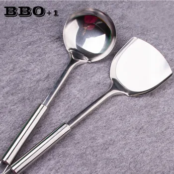 

2pcs/set stainless steel anti-hot Large spoon spatula Cookware Sets kitchen spoon shovel cooking sets Kitchenware Tool Gadgets