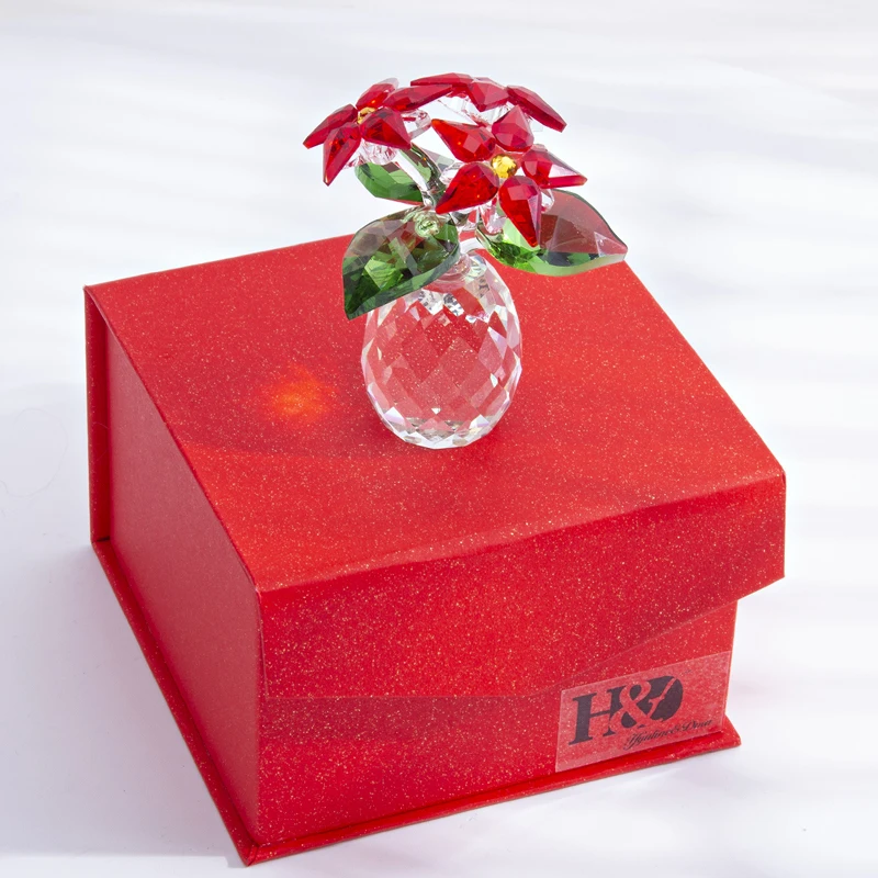 H& D статуэтки ручной работы с кристаллами Poinsettia, Рождественское украшение, Праздничная коллекция украшений для дома, сувенир, Рождественский подарок на день рождения