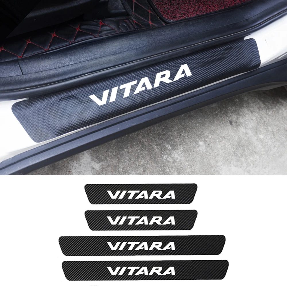 

4pcs Leather Car Door Sill Scuff Plate Guards Protector Stickers For Suzuki Vitara 2015 2016 2017 2018 2019 2020 LY Accessories