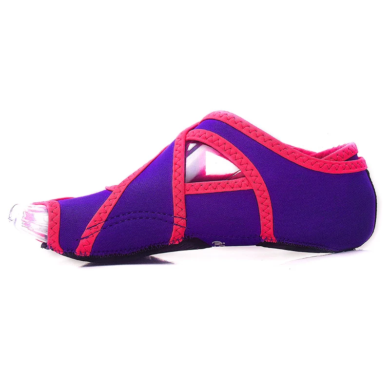 Женские нескользящие носки для йоги, женские дышащие спортивные носки с половинными пальцами, балетные танцевальные носки - Цвет: lavender purple