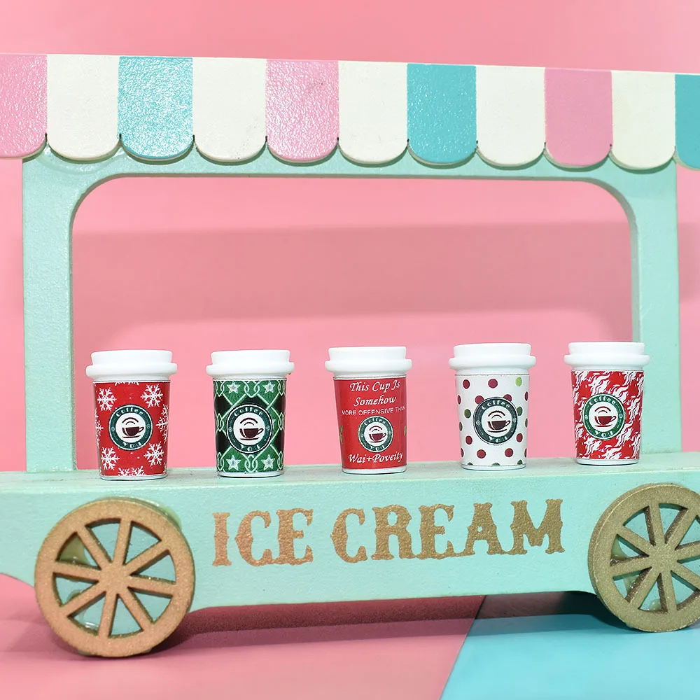8pcs 1:12 Doll House Decration Accessories Mini Food Coffee Drink Ice Cream Wine Cup Bottle for Kids Toys 5