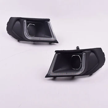 

For Ford Escort 2018-2019 LED DRL Daytime Running Light with Dynamic moving yellow turn signal and blue night light