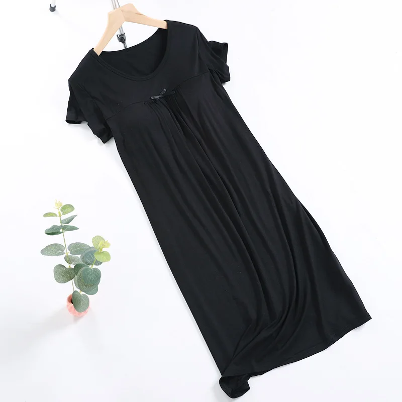 Night Dress Long Summer Nightgown Sleepwear Women Nightwear Lingerie Night Wear Short Sleeve Modal Sleeping Dress Fdfklak