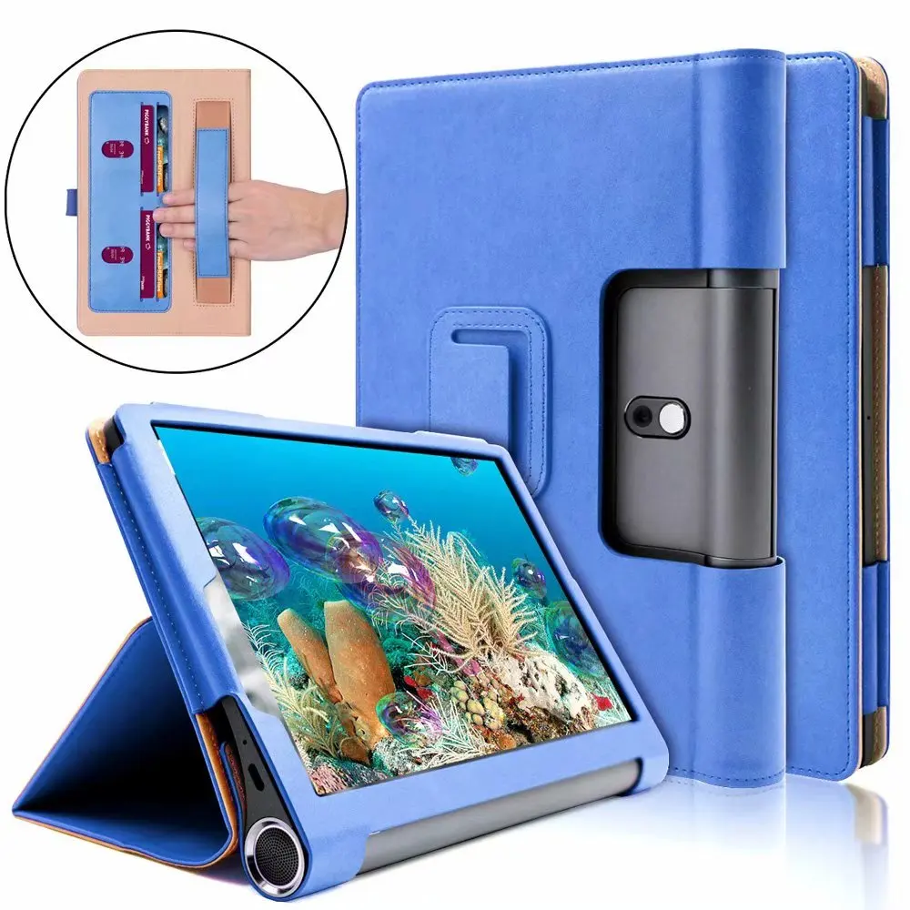 Dark Blue Роскошный чехол-подставка для lenovo yoga tab5 YT-X705, 10,1 дюймов, чехол для планшета с ремнем для lenovo yoga smart Tab 5, чехол+ ручка - Цвет: Dark Blue