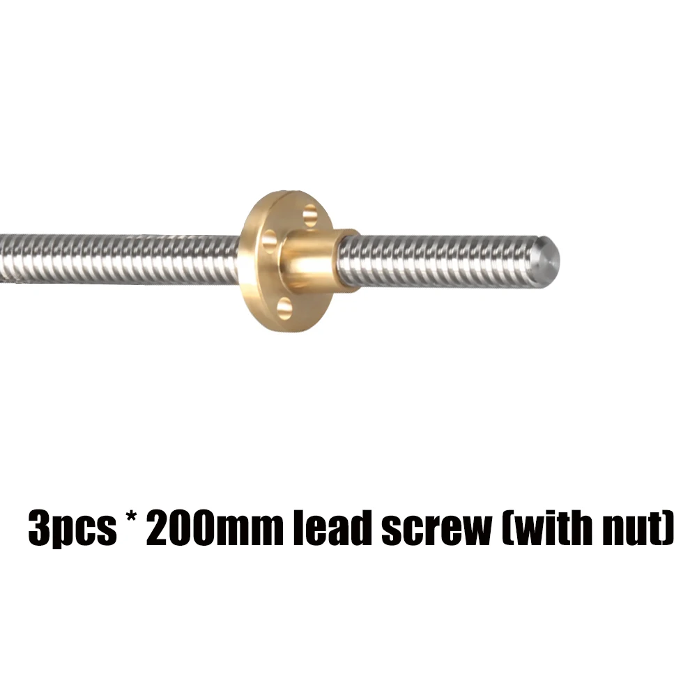 200mm T8 Lead screw T8 свинцовый винт 200 мм 3d принтер части od 8 мм шаг 2 мм из нержавеющей стали с Латунная гайка - Цвет: 200mm T8 Lead screw